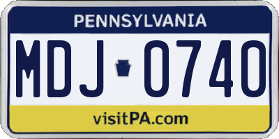 PA license plate MDJ0740