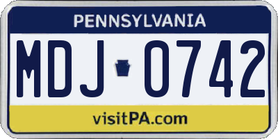PA license plate MDJ0742
