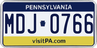PA license plate MDJ0766
