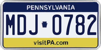 PA license plate MDJ0782