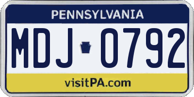 PA license plate MDJ0792
