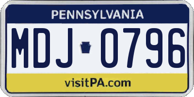PA license plate MDJ0796