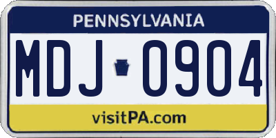PA license plate MDJ0904