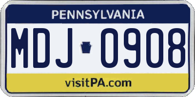 PA license plate MDJ0908