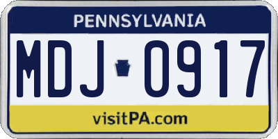PA license plate MDJ0917