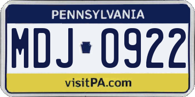 PA license plate MDJ0922