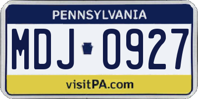 PA license plate MDJ0927