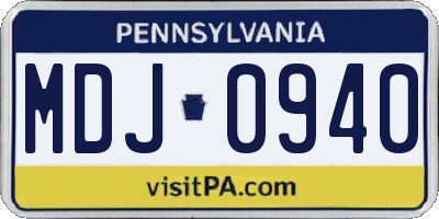 PA license plate MDJ0940