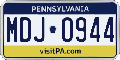 PA license plate MDJ0944