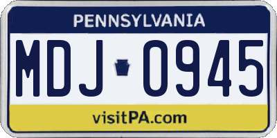 PA license plate MDJ0945