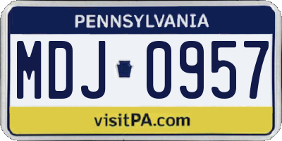 PA license plate MDJ0957