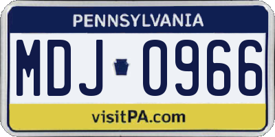 PA license plate MDJ0966