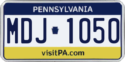 PA license plate MDJ1050