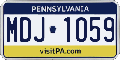 PA license plate MDJ1059