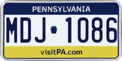 PA license plate MDJ1086