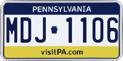 PA license plate MDJ1106