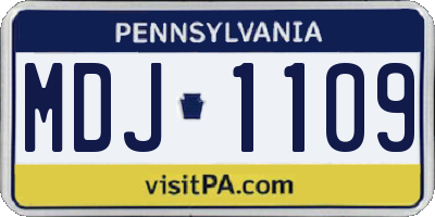 PA license plate MDJ1109