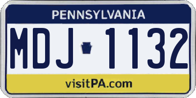 PA license plate MDJ1132