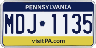 PA license plate MDJ1135