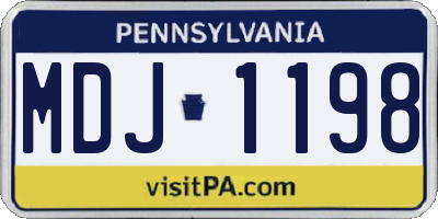 PA license plate MDJ1198