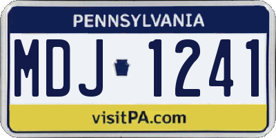 PA license plate MDJ1241