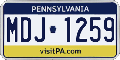 PA license plate MDJ1259