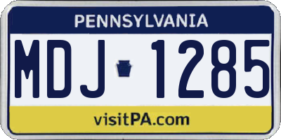 PA license plate MDJ1285