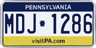 PA license plate MDJ1286