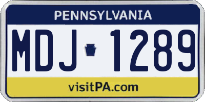 PA license plate MDJ1289