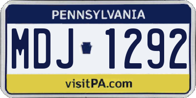 PA license plate MDJ1292