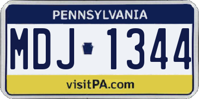PA license plate MDJ1344
