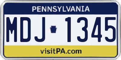 PA license plate MDJ1345