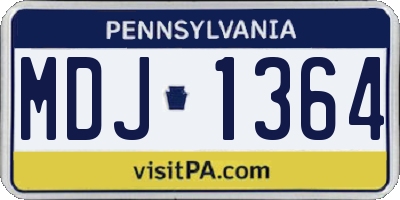 PA license plate MDJ1364