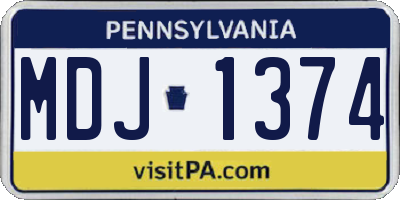 PA license plate MDJ1374