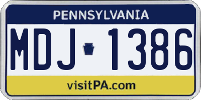 PA license plate MDJ1386