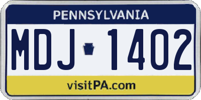 PA license plate MDJ1402