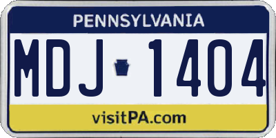 PA license plate MDJ1404