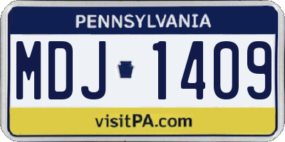 PA license plate MDJ1409