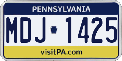 PA license plate MDJ1425
