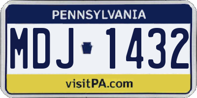 PA license plate MDJ1432