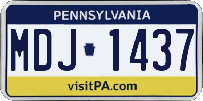 PA license plate MDJ1437