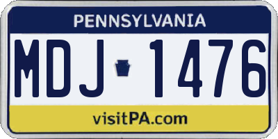 PA license plate MDJ1476