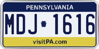 PA license plate MDJ1616