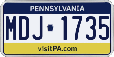 PA license plate MDJ1735