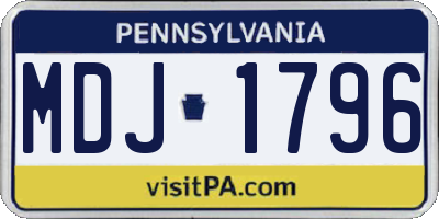 PA license plate MDJ1796