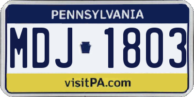 PA license plate MDJ1803