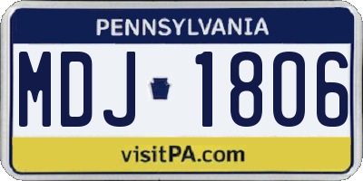 PA license plate MDJ1806