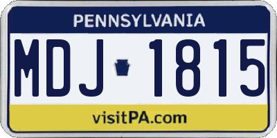 PA license plate MDJ1815