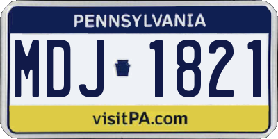 PA license plate MDJ1821