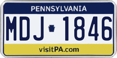 PA license plate MDJ1846